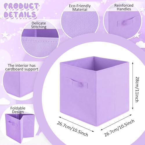 Yinder 12 Pcs Cube Storage Bin Light Purple 10.5''x10.5''x11'' Storage Bin - Image 2