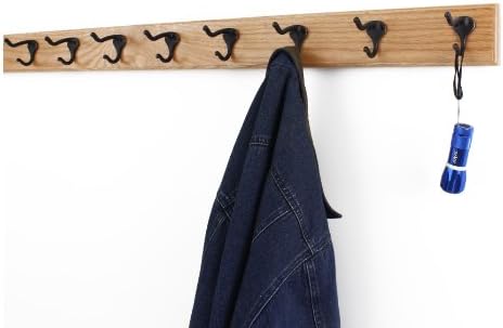 PegandRail Oak Coat Rack with Oil Rubbed Bronze Hat & Coat Style Hooks (Natural, 20" x 3.5" with 4 Hooks) - Image 3
