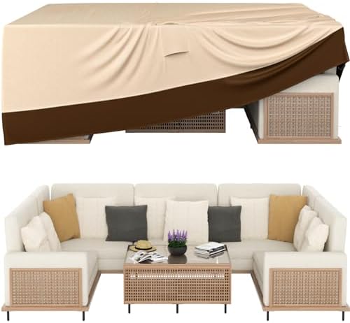 Patio Furniture Covers, Outdoor Furniture Cover Waterproof, General Purpose, Outside Table and Chair Covers, Heavy Duty 600D (124 Inch L x 70.8 Inch W x 29.1 Inch H)-Brown by Ruimoy