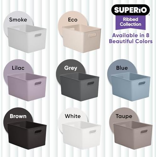 Superio Decorative Plastic Basket Open Home Storage Bins Organizer Baskets, X-Large Brown (8 Pack) Container Boxes for Organizing Closet Storage Bins for Shelves Drawer Shelf 22 Liter/23 Quart - Image 5