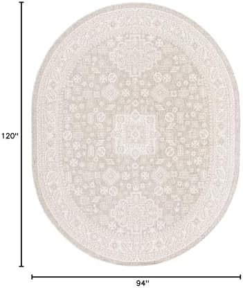 Rugs.com - Outdoor Aztec Rug – 7' 10 x 10' Oval Light Gray Washable Indoor/Outdoor Rug – Durable Flatweave for Patios, Decks, and Porches - Image 2