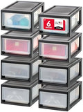 IRIS USA 8-Pack, 6 Qt. Small Stacking Drawer Storage Organizer, Black by IRISUSA