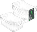 6 Set Storage Bins, Clear Plastic Organizers, with Handles by Cptoion