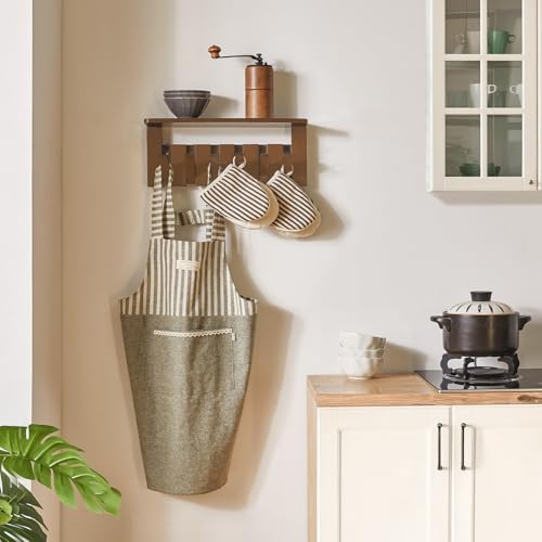 Piano Key Coat Rack Wall Mount with Shelf and 12 Hooks, Walnut HWS008H-2 - Image 6