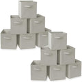 Casafield Set of 12 Collapsible Fabric Cube Storage Bins, Light Gray - 11" Foldable Cloth Baskets for Shelves, Cubby Organizers & More by Casafield