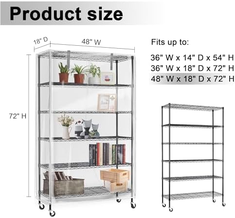 Wire Shelf Cover Waterproof Dustproof for Garage Greenhouse 48x18x72 Clear - Image 3