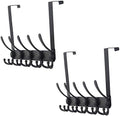 Dseap Over The Door Hook Hanger - Fits 1 3/8" to 1 3/4" Standard Doors | 5 Tri Hooks Heavy Duty Towel/Coat Rack | Door Organizer for Clothes, Jackets, Hats, Towels, Black, Pack of 2 by Dseap