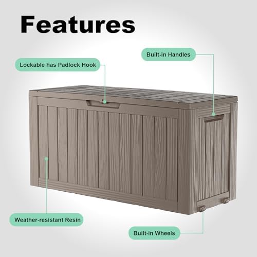 Vixzen 75 Gallon Deck Boxes Outdoor Waterproof, Resin Lockable Storage Box for Patio Cushions Storage Furniture, Garden Tools, Pool Supplies, Weatherproof and UV Resistant (Grey, 75 Gallon) - Image 5