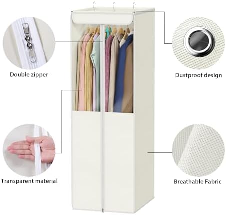 Univivi Garment Bags for Hanging Clothes, Cloth Bag 54 In, 2 PCS, Beige - Image 5