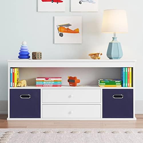 Fabric Cubby Storage Bins,13x13x13 Inches,Cube Organizer Bin Foldable Storage Boxes with Dual Handles Fabric Organizer Box and collapsible Storage basket,Set of 8,Navy Blue - Image 5