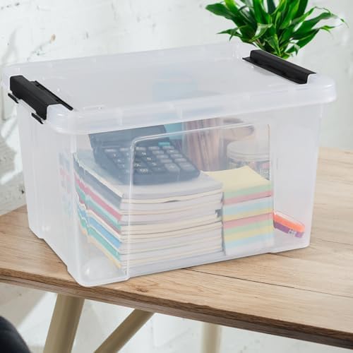 4 Pack 23 L Clear Plastic Storage Bins with Wheels and latches - Image 4