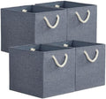 Mangata Foldable Storage Boxes, 13 x 15 x 13 Inch Storage Cubes with Rope Handles, Large Fabric Cube Storage Box for Shelving Bin, Clothes Organizer, Cool Grey by Mangata