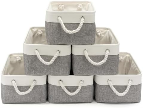 13.8x9.8x6.7 Inch Fabric Small Storage Bins with Handles 6 Pack by VQRTEXAStorageBasket