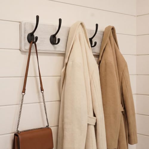 WEBI Coat Rack Wall Mounted,Coat Hooks Wall Mount,16" Hole to Hole,Large Coat Hanger Wall,5 Hooks for Hanging Coats,Hats,Jacket,Clothes,Entryway,Black/White,2 Packs - Image 2