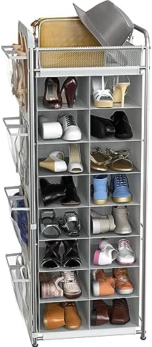 Simple Houseware 16 Cube Shoe Stand Tower Rack 8 Tier, Gray - Image 7