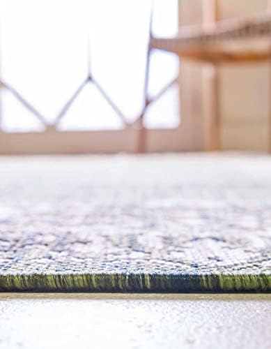 Unique Loom Outdoor Border Collection Area Rug - Floral Border (10' 8" Square, Green/ Ivory) - Image 5