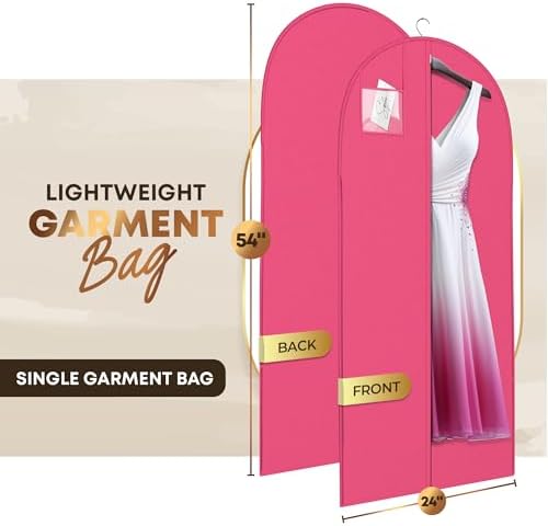 Luxury On the Go Long Formal Dress Bag – 54" Hanging Garment Bag for Dresses, Prom & Bridesmaid– Long Garment Bags for Hanging Clothes Lightweight & Tear-Resistant with Clear ID Window – 5 Pack - Image 2