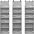 Over Door Organizer with 6 Extra Large Pockets 12 Side Pockets, Sturdy Closet Storage Rack, Hanging Storage Organizer with Clear Window for Shoes, Diapers, Bedroom, Bathroom, Grey, 3-Pack by Unknown