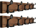 WEBI Coat Rack Wall Mount,30" Solid Wood Coat Hooks Wall Mounted Coat Hanger,16" Hole to Hole,Heavy Duty Hook Rack,5 Triple Hooks for Hanging Coats,Jacket,Hat,Backpack,Farmhouse,Brown,2 Packs by WEBI