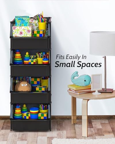 Skywin Stackable Storage Bins Open Front for Pantry Storage, 4 Pack - Black - Image 5