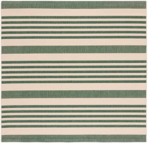 SAFAVIEH Courtyard Outdoor Square Rug 6'7", Beige & Dark Green CY6062-322 - Image 3
