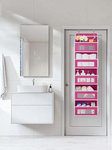 JARLINK Over the Door Organizer for Bathroom, 5 Shelf Rose Pink, 2 Pack - Image 2