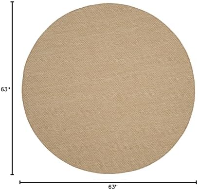 SAFAVIEH Courtyard Collection 5'3' Round Natural/Cream CY8521 Indoor/ Outdoor Patio Backyard Mudroom Area Rug - Image 2