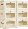 DIMJ Storage Bins with Lids - 6 Pack Fabric Closet Organizer with Window & Handles, Collapsible Decorative Storage Boxes for Shelves Under Bed, Books Clothes Blankets Sweaters Organization by DiMJ