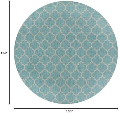 Unique Loom Outdoor Trellis Collection Area Rug - Trellis (Round 13' 0" x 13' 0", Aquamarine/ Gray) - Image 2