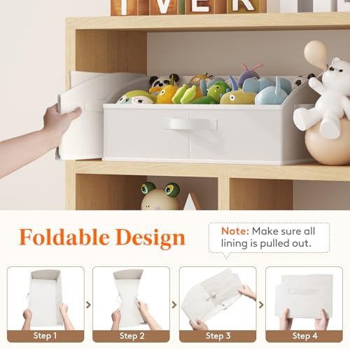 Lifewit Trapezoid Closet Storage Bin for Shelf, 6 Packs 23L, White - Image 6
