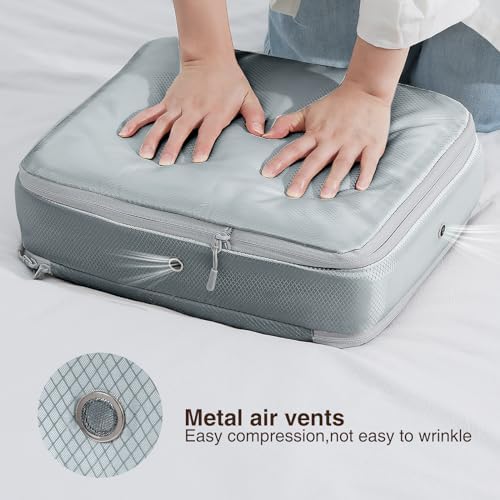 DIMJ Compression Storage Bags 8 Pack, 19L Clothes Storage Organizer for Blanket, Sweater, Closet, Sheet Storage Organizer Compression Packing Cubes for Sheet Bedding Toys Storage with Zipper(Gray) - Image 5