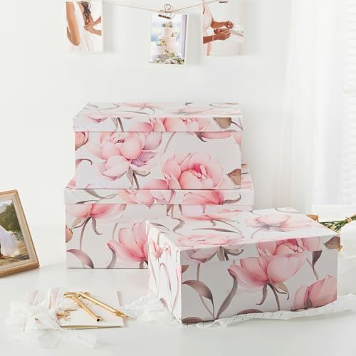 Soul & Lane - Peonies Paradise Decorative Storage Boxes with Lids, Set of 3 - Image 3