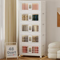 UAMFURI Stackable Storage Bins with Lids, Clear Doors, Large Storage Cabinet Foldable Collapsible Closet Organizers for Bedroom Dorm Office (5, White, 48, Quarts) by UAMFURIDirect