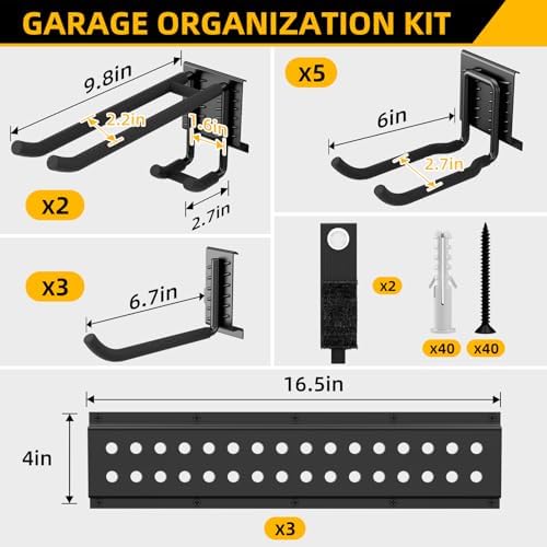 GRENPRO 66 Inch Garage Tool Organizer with 10 Assorted Hooks, Holds 720 LBS - Image 2