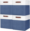 Bagnizer 13x13 Cube Storage Bins, Collapsible Fabric Storage Box, 4 Pack Closet Baskets with Handles for Organizing, Shelf, Toys, Clothes, Home, Office, Nursery (NavyBlue&White) by Bagnizer
