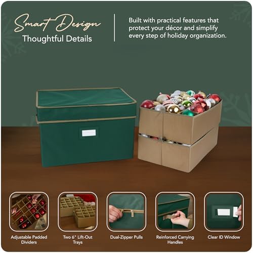 Covermates Adjustable Ornament Storage Box, 19.25"W x 13"D x 12.5"H, Green - Image 4