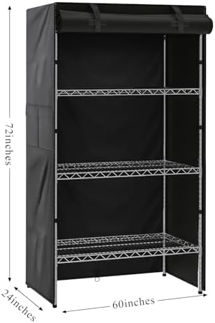 Waterproof Shelf Cover Wire Shelf Cover Heavy Duty Dustproof Storage Wire Rack Covers Outdoor Shelving Covers (60"Wx24"Dx72"H) - Image 2