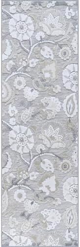 Luul Home Floral Indoor Outdoor Runner Rugs 2x7 Entryway Rug, Kitchen, Hallway Rug Washable Stain Resistant Outside Carpet Beige 2 x 7 - Image 3
