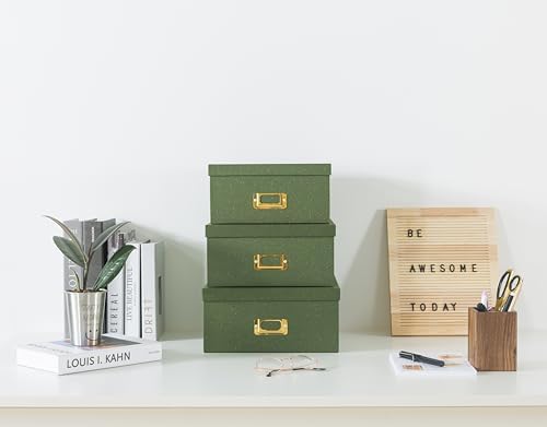 Soul & Lane - Green Decorative Memory Storage Boxes with Lids, Set of 3 - Image 2