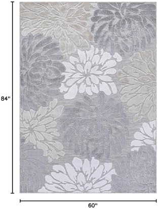 Luul Home Floral Indoor Outdoor Rugs 5x7 Large Area Rug for Living Room, Patio Decor, Kitchen, and Entryway Rug, Washable Stain Resistant Outside Carpet Beige 5 x 7 - Image 2