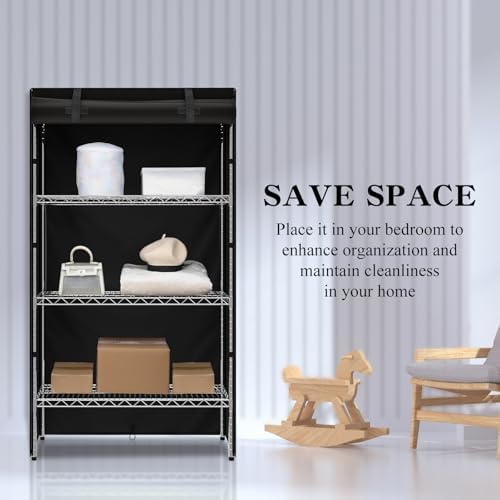 Shelf Covers for Wire Shelving,Heavy Duty Dustproof Storage Wire Rack Covers with Zipper Fit for Your Pantry Shelves ,48"*18"*72" inches, Black - Image 4