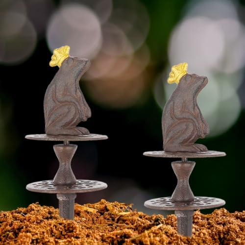 BestNest Esschert Cast Iron Frog Prince Garden Hose Guides, 2 Pack - Image 2