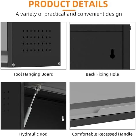 Garage Wall Cabinet, 25.6" H Metal Wall Cabinet with 2 Up-Flip Door - Image 5