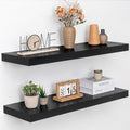 Acovy 36 Inch Floating Shelves, 12" Deep Floating Shelf Wall Mounted, 36" Wall Shelves, Rustic Deep Bookshelf, Extra Deeper & Thicker Display Shelves for Bedroom, Living Room, Black, Set of 2 by Acovy