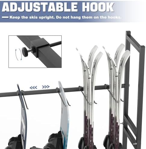 WALMANN Garage Sports Equipment Organizer Stand, Freestanding Ski Rack - Image 5