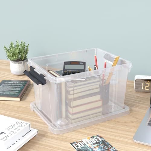 24 Quart Plastic Clear Storage Box with Wheel, 4-Pack Bin with Lid - Image 6