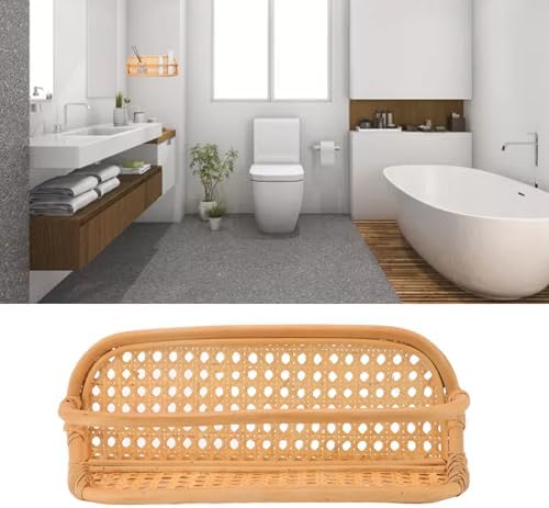 Mumusuki Floating Shelf, Wall Mounted Shelf Storage Organizer Rattan Decorative Shelves Hanging Basket for Shower Kitchen Bathroom Pantry Entryway Storage - Image 7