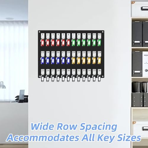 36 Hooks Acrylic Key Board with Numbers, Wall Mount Key Holder Rack with 36 Tags, Key Storage Organization, Black Hanging Board for Garage, Car Dealer, Office, Home, Hotel, Real Estate, School - Image 5