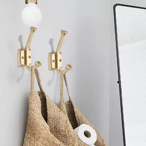 10 Pack 4-3/4 inch Champagne Gold Coat Hooks, Wall Mounted with Screws Suitable for Hanging Keys, Bath Towel, Bags, Hats, etc. Square Zinc Alloy Champagne Bronze mudroom Hooks - Image 2