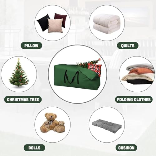 Christmas Tree Storage Bag Fits Up to 12 ft Tall Artificial Trees 420D Extra Large Heavy Duty Xmas Tree Bag Waterproof Tree Storage Bag with Zippers and Reinforced Handles 68" X 30" X 20"Green,2 Pack - Image 2